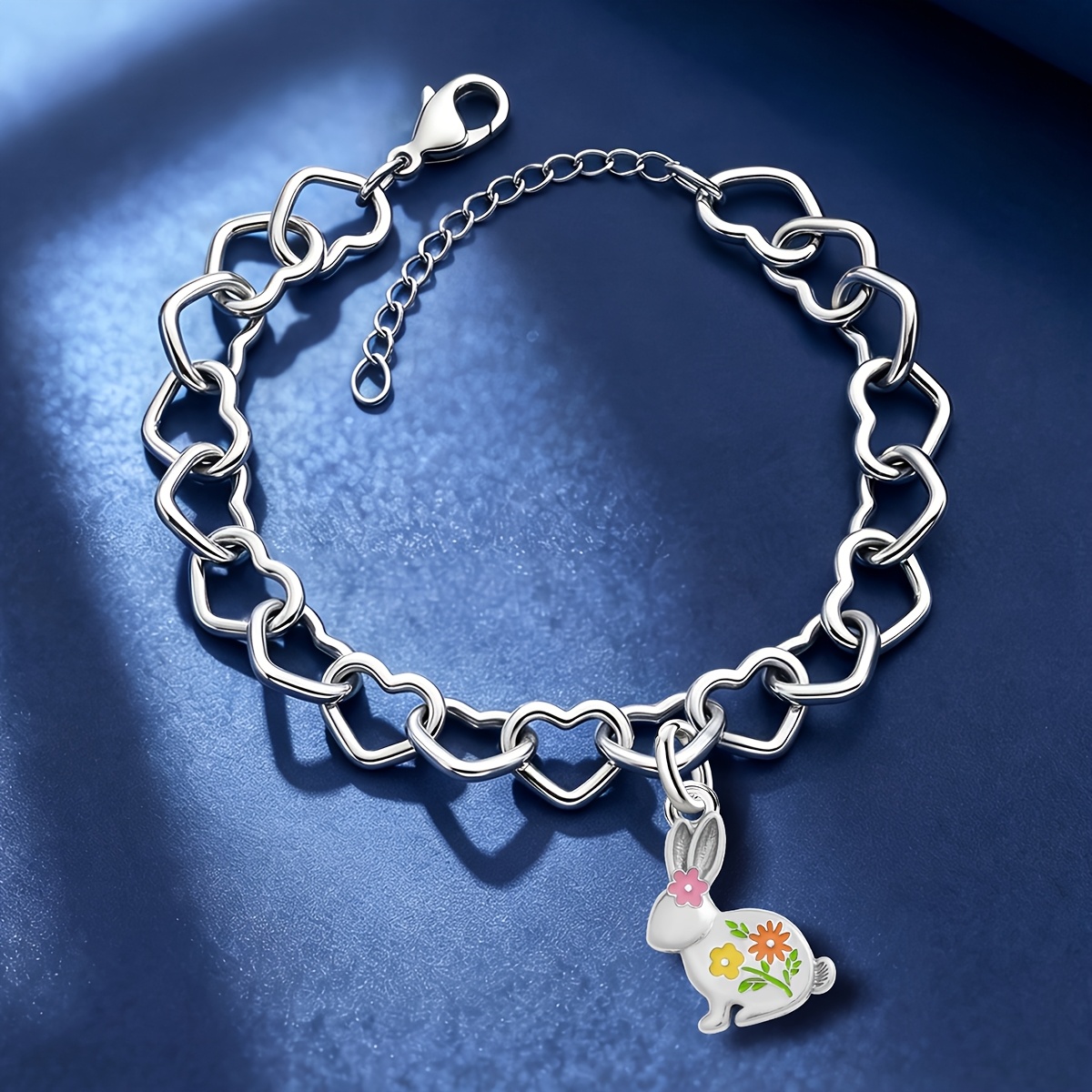 925 Silver Spring Flower Rabbit Vintage DIY Pendant Bracelet